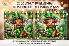 St Patricks Day Cute Highland Cow Tumbler Wrap PNG Product Image 2