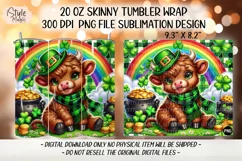 St Patricks Day Cute Highland Cow Tumbler Wrap PNG Product Image 2