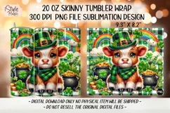 St Patricks Day Cute Highland Cow Tumbler Wrap PNG Product Image 2