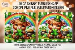 St Patricks Day Cute Highland Cow Tumbler Wrap PNG Product Image 2