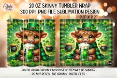 St Patricks Day Cow Green Beer Tumbler Wrap PNG Product Image 2