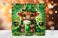 St Patricks Day Cow Green Beer Tumbler Wrap PNG Product Image 1
