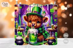 St Patricks Day Cow Green Beer Tumbler Wrap PNG Product Image 1