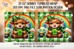 St Patricks Day Baby Highland Cow Tumbler Wrap PNG Product Image 2