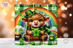 St Patricks Day Baby Highland Cow Tumbler Wrap PNG Product Image 1