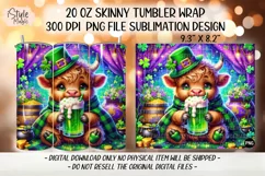 St Patricks Day Cow Green Beer Tumbler Wrap PNG Product Image 2