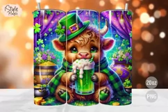 St Patricks Day Cow Green Beer Tumbler Wrap PNG Product Image 1