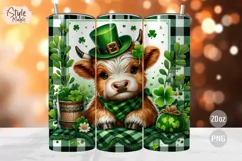 St Patricks Day Cute Highland Cow Tumbler Wrap PNG Product Image 1