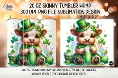 St Patricks Day Cute Highland Cow Tumbler Wrap PNG Product Image 2