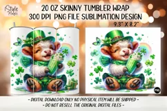 St Patricks Day Cute Highland Cow Tumbler Wrap PNG Product Image 2