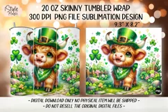 St Patricks Day Cute Highland Cow Tumbler Wrap PNG Product Image 2