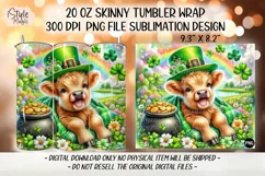 St Patricks Day Cute Highland Cow Tumbler Wrap PNG Product Image 2