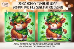 St Patricks Day Cute Highland Cow Tumbler Wrap PNG Product Image 2