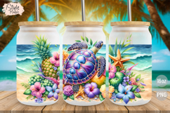 Summer Beach Sea Turtle 16oz libbey glass can wrap png Product Image 1