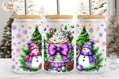 Purple Christmas Snowman 16 oz Libbey Glass Can Wrap Product Image 2