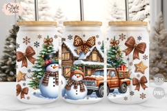 Christmas Snowman Coquette Bow 16 oz Libbey Glass Can Wrap Product Image 2