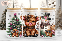 Christmas Baby Highland Cow 16oz Libbey Glass Can Wrap PNG Product Image 2