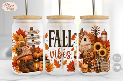 Fall Vibes Glass Can Wrap PNG, 16oz Libbey Sublimation Product Image 2