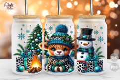 Christmas Baby Highland Cow 16oz Libbey Glass Can Wrap PNG Product Image 1