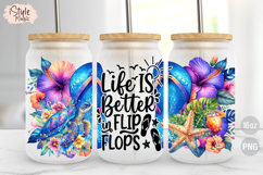 Summer Flip Flops 16oz Glass Can Wrap Sublimation PNG Product Image 2