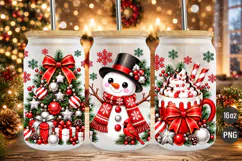 Snowman Christmas 16oz Glass Can Wrap PNG Product Image 1