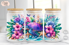 Summer Beach Sea Turtle 16oz libbey glass can wrap png Product Image 2