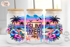 Summer Vibes 16oz Libbey Glass Can Wrap Sublimation PNG Product Image 2