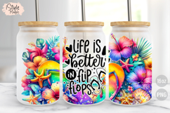 Life is better in Flip Flops 16oz libbey glass can wrap png Product Image 2