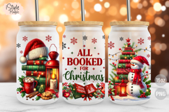 All Booked for Christmas 16 oz Libby Glass Can Wrap PNG Product Image 1
