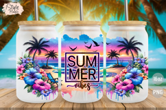Summer Vibes 16oz Libbey Glass Can Wrap Sublimation PNG Product Image 1