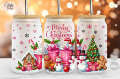 Merry Christmas 16 oz libbey Coffee Glass Can Wrap PNG Product Image 1