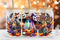 Halloween Ghost Boo 16oz Libbey Glass Can Wrap PNG Product Image 1