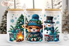 Christmas Baby Highland Cow 16oz Libbey Glass Can Wrap PNG Product Image 2