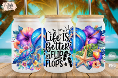 Summer Flip Flops 16oz Glass Can Wrap Sublimation PNG Product Image 1