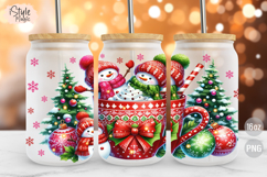 Christmas Snowman Holiday 16 oz Libby Coffee Glass Can Wrap Product Image 1