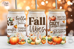 Fall Quotes 16oz Glass Can Wrap Autumn Cup Sublimation PNG Product Image 1
