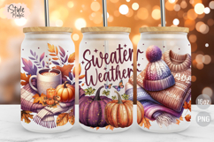 Sweater Weather 16oz Glass Can Wrap Cup Sublimation PNG Product Image 1