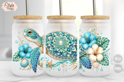 Sea Turtle 16oz Libbey Glass Can Wrap Summer Sublimation PNG Product Image 1