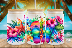 Summer Tropical Flip Flops 16oz libbey glass can wrap png Product Image 1