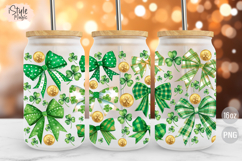 St Patrick's Day Coquette Bow &amp; Coin16oz Glass Can Wrap PNG Product Image 1