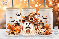 Ghost Halloween 16oz Libbey Glass Can Wrap Sublimation PNG Product Image 1