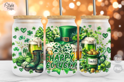 Happy Go Lucky St Patrick's Day 16oz Glass Can Wrap PNG Product Image 1