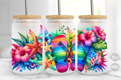 Summer Tropical Flip Flops 16oz libbey glass can wrap png Product Image 2
