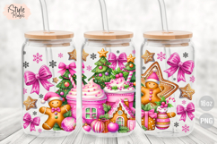 Christmas Pink Gingerbread 16 oz Libby Coffee Glass Can Wrap Product Image 2