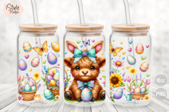Easter Highland Cow 16oz Libbey Glass Can Wrap PNG Product Image 2