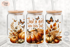Just a Girl Who Loves Fall Autumn 16oz Glass Can Wrap PNG Product Image 2