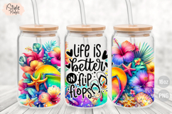 Life is better in Flip Flops 16oz libbey glass can wrap png Product Image 3