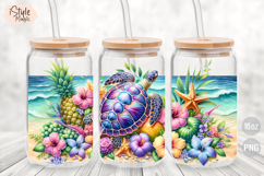 Summer Beach Sea Turtle 16oz libbey glass can wrap png Product Image 3