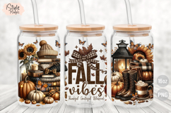 Fall Vibes 16oz Glass Can Wrap Autumn Cup Sublimation PNG Product Image 2
