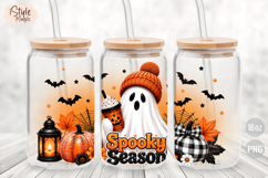 Spooky Season Ghost Halloween 16oz Libbey Glass Can Wrap PNG Product Image 2